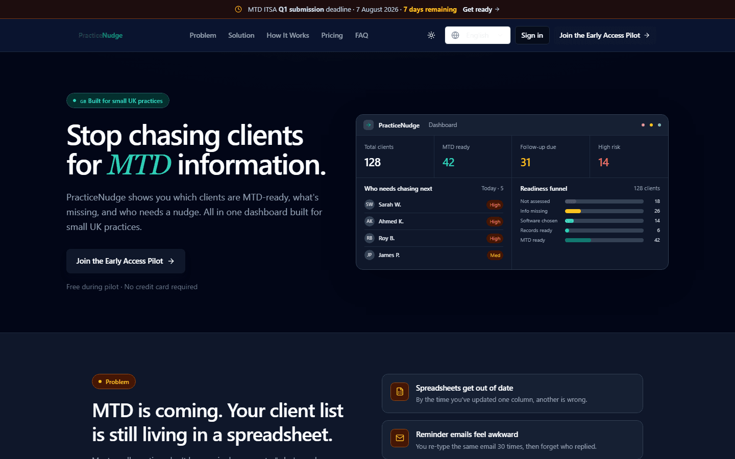 PracticeNudge website preview
